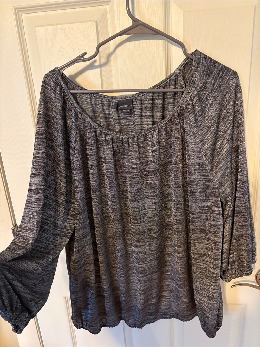 croft & barrow Gray Marled Scoop Neck Long Sleeve Top